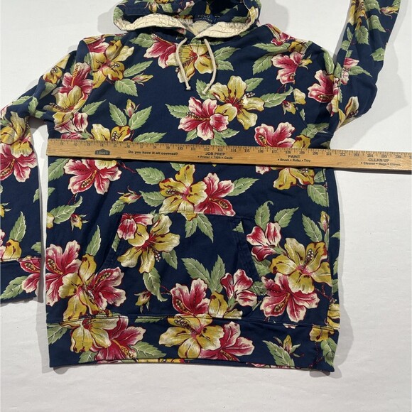 Polo Ralph Lauren Mens Floral Cotton Spa Terry Hoodie Pullover Sweatshirt Blue L - Picture 5 of 13